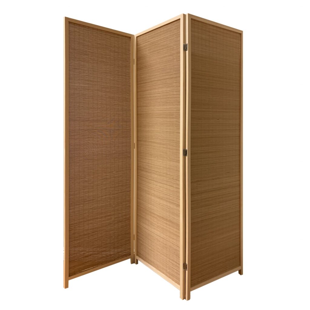 6′ Light Bamboo 3 Panel Room Divider Screen