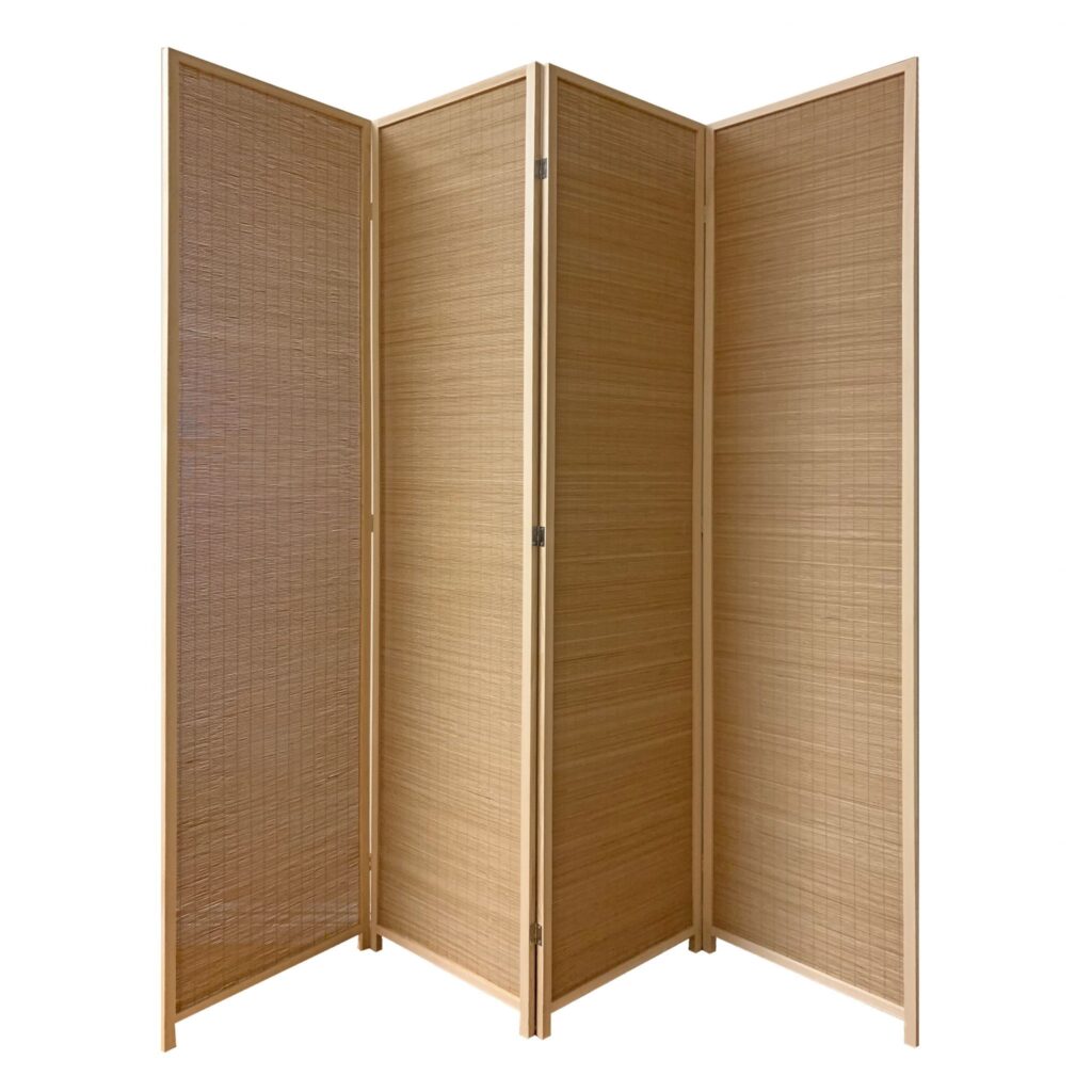 7′ Light Bamboo 4 Panel Room Divider Screen