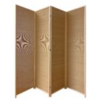 7′ Light Bamboo 4 Panel Room Divider Screen