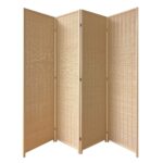 Natural Woven Bamboo 4 Panel Room Divider Screen