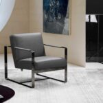 28″ X 35″ X 31″ Dark Gray Leather Accent Chair