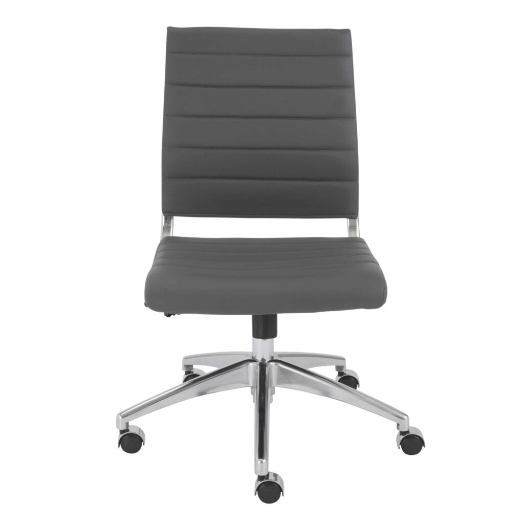 22.84″ X 24.61″ X 38.98″ Armless Low Back Office Chair in Gray with Aluminum Base