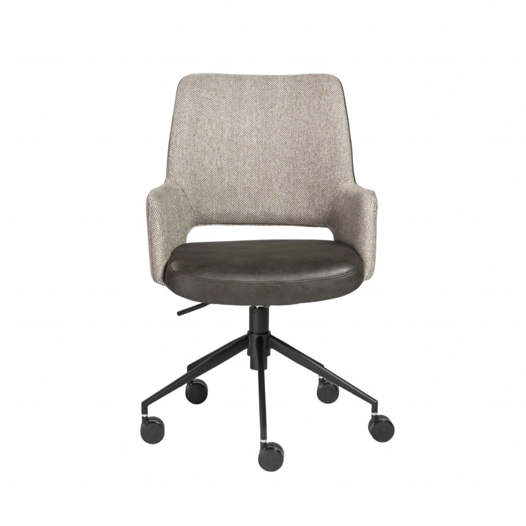 21.26″ X 25.60″ X 37.21″ Tilt Office Chair in Light Gray Fabric and Dark Gray Leatherette with Black Base
