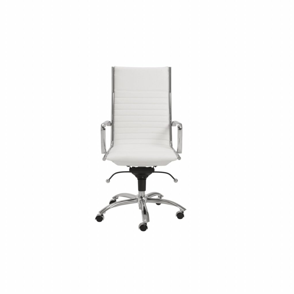 26.38″ X 25.60″ X 45.08″ High Back Office Chair in White with Chromed Steel Base