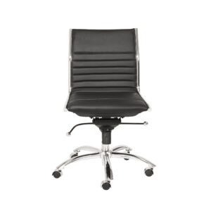 26.38" X 25.99" X 38.19" Low Back Office Chair without Armrests in Brown with Chromed Steel Base