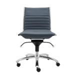 26.38″ X 25.99″ X 38.19″ Low Back Office Chair without Armrests in Blue with Chromed Steel Base