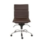 26.38″ X 25.99″ X 38.19″ Low Back Office Chair without Armrests in Brown with Chromed Steel Base