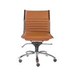 26.38″ X 25.99″ X 38.19″ Armless Low Back Office Chair in Cognac with Chrome Base