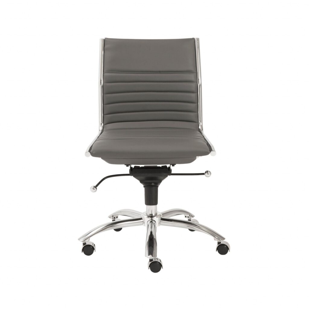 26.38″ X 25.99″ X 38.19″ Low Back Office Chair without Armrests in Gray with Chromed Steel Base