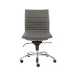 26.38″ X 25.99″ X 38.19″ Low Back Office Chair without Armrests in Gray with Chromed Steel Base