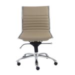 26.38″ X 25.99″ X 38.19″ Low Back Office Chair without Armrests in Taupe with Chromed Steel Base