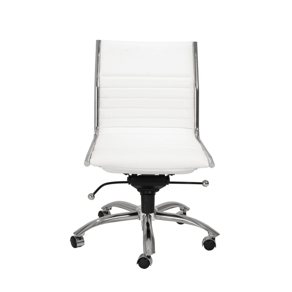 26.38″ X 25.99″ X 38.19″ Low Back Office Chair without Armrests in White with Chromed Steel Base