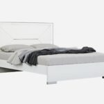 61 X 80 X 51 Gray Faux Leather & Stainless Steel Queen Bed