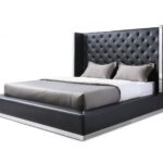 75 X 91 X 60 Black Faux Leather Queen Bed