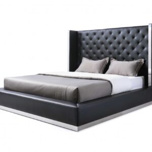 73' X 89' X 76' PU Vintage Oak Wood Upholstery Queen Bed