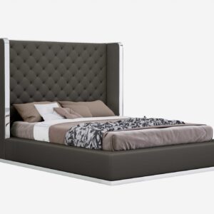73' X 89' X 76' PU Vintage Oak Wood Upholstery Queen Bed
