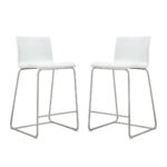 Set of 2 White Faux Leather Low Back Counter Stools