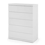 36 X 20 X 47 Gloss White Stainless Steel 5 Drawer Chest