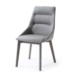 Set of 2 Grey Faux Leather Dining Chairs