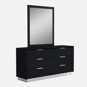 58" Black Six Drawer Double Dresser