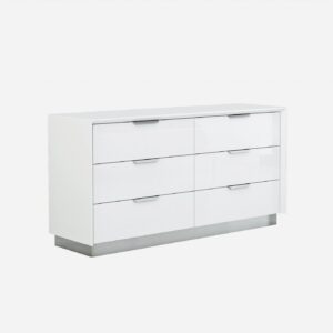 58" Black Six Drawer Double Dresser