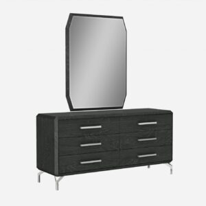 58" Black Six Drawer Double Dresser
