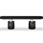 120 X 48 X 30 Black Marble Stainless Steel Dining Table