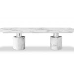 120 X 48 X 30 White Marble Stainless Steel Dining Table