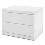 Modern White High Gloss Finish 2 Drawer Nightstand
