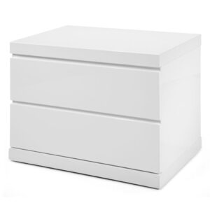 Modern Gray and Stainless Steel Nightstand With Two Drawers