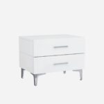 25 X 18 X 21 Gloss White Stainless Steel Nightstand