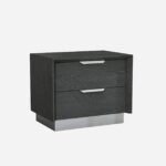 Gray and Stainless Steel Two Drawer Nightstand