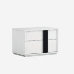 Contemporary White and Black 2 Drawer  Nightstand