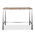 55 X 27 X 42 Teak Wood & Stainless Steel Bar Table
