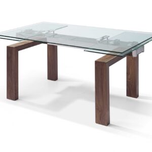 63 X 35 X 30 Clear Glass Aluminum Extendable Dining Table