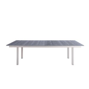 White and Grey Two Toned Oval Design support with Rectangular Glass Top Dining Table