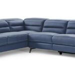 109 X 88 X 31 X 40 Navy Blue Leather Sectional