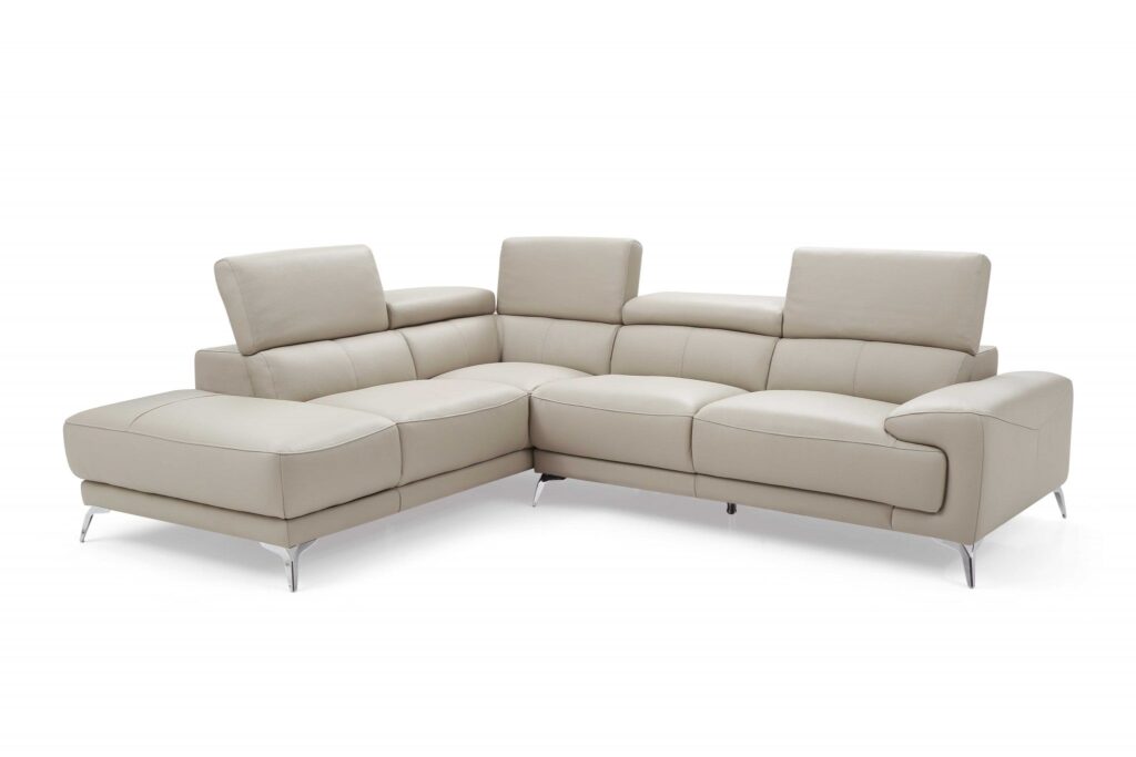 107″ X 88″ X 30″/38″ Light Gray Leather Sectional