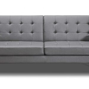 69" X 29" X 35" Black Steel Sofa with Beige Cushions