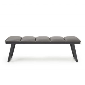 Dark Grey Faux Leather Bench