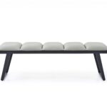 57 X 16 X 18 Light Grey Faux Leather Bench