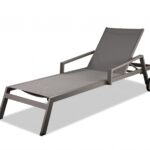 Set of 2 Taupe Modern Aluminum Chaise Lounges