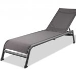 Set of 2 Taupe Aluminum Chaise Lounges
