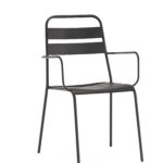 Set of 4 Gray Stackable Aluminum Arm Chairs