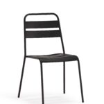 Set of 4 Gray Stacking Aluminum Armless Chairs