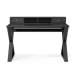 Rectangular Black Veneer Desk with 2 Small Drawers