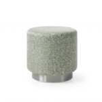 18.5 X 18.5 X 19 Green Fabric Steel Ottoman