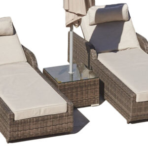 6 Piece Black Half Moon Outdoor Sectional Set with Ice Bucket