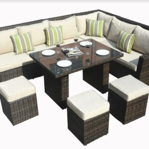 118.56" X 31.59" X 14.82" Brown 6-Piece Patio Conversation Set with Cushions and Storage Boxs