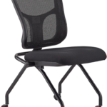 Set of 2 Ergonomic Black Mesh Rolling Guest Chairs